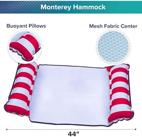Aqua 4-in-1 Monterey Hammock Pool Float & Water Hammocks, 1-2-3-4 Multipacks – Multiple Colors/Styles – for Adults and Kids Floating