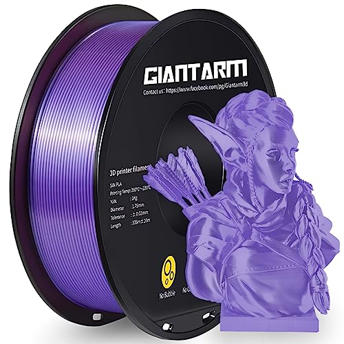 GIANTARM 3D Printer Filament, Silk Purple Pla Filament, 1Kg(2.2lbs) Spool, 1.75mm Dimension Accuracy +/- 0.03mm, 3D Printing Filament