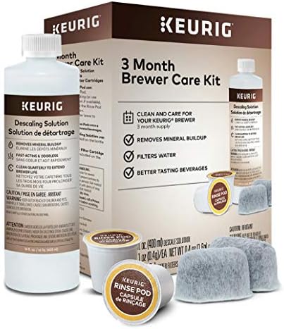 Keurig 3-Month Brewer Maintenance Kit, 7 Count & Travel Mug Fits K-Cup Pod Coffee Maker, 1 Count (Pack of 1), Stainless Steel