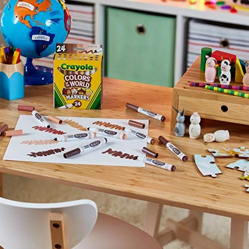 Crayola Colors of the World Markers - 6 Pack (24ct), Bulk Skin Tone Marker Set for Kids, Art Marker, Classroom Must Have, Ages 3+