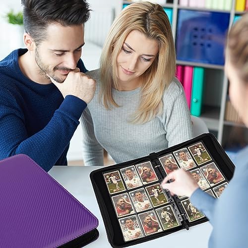 9 Pocket Card Binder, Premium Zip Trading Card Binder, 720 Double Sided Pocket PU Card Collection Binder, Collector Card Album, Card Folder for MTG, TCG, Sports Cards, Game Cards (purple)