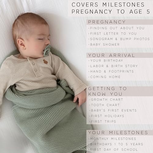 Baby Memory Book for the Modern Minimalist - Simple Baby Book for Boy or Girl - First Years Journal - Monthly Milestone Keepsake Record Book - Gender Neutral Pregnancy Gift for Baby Shower