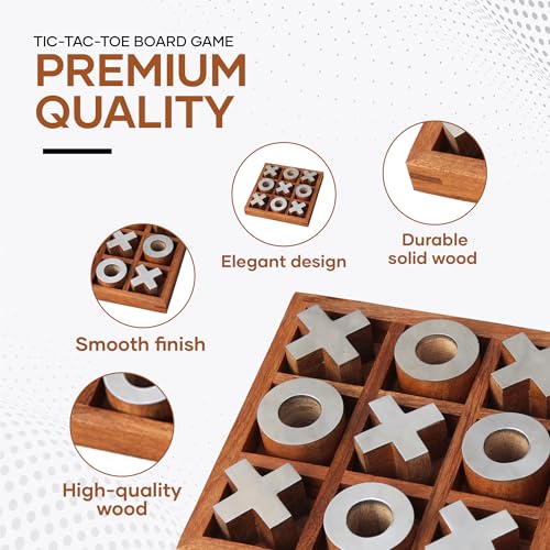 T one wooden Tic Tac Toe Game | board games for adults | Table Top Living Room Decor Fun family Games | board games for family night | board games for kids (Design-1)