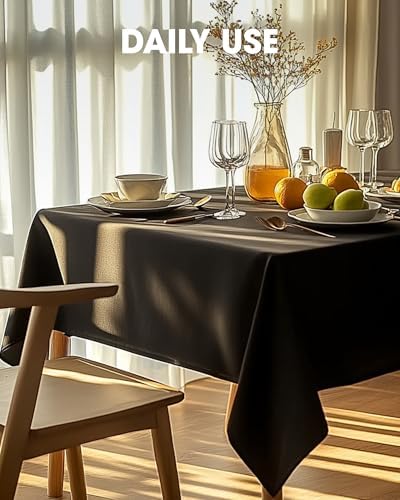 Pureegg Rectangle Table Cloth 60" x 102" – Durable Polyester Tablecloth Offers Reusable & Washable Protection, Ideal for Outdoor Party, Picnic, Wedding, Banquet and Birthday, 4 Pack, Black