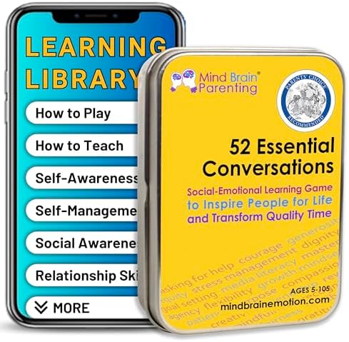 Mind Brain Emotion 52 Essential Conversations for Home, Therapy, Speech, School Classroom - Conversation Cards for Kids, Family, Teacher & Counselor to Build Growth Mindset & Communication Skills