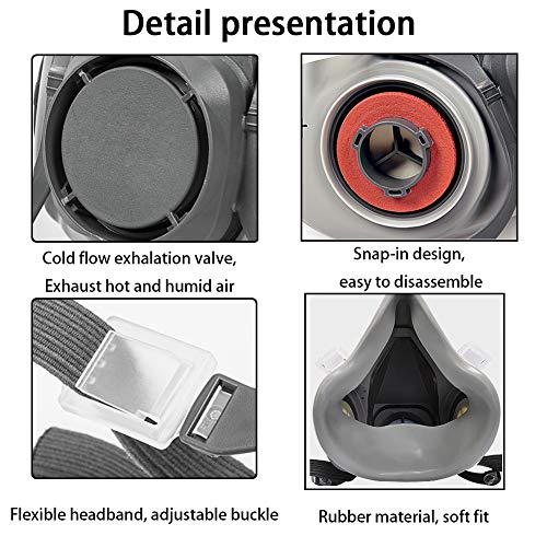 Respirator Reusable Half Face Cover Gas Mask with Safety Glasses, Filters for Painting, chemical, Organic Vapor, Welding, Polishing, Woodworking and Other Work Protection
