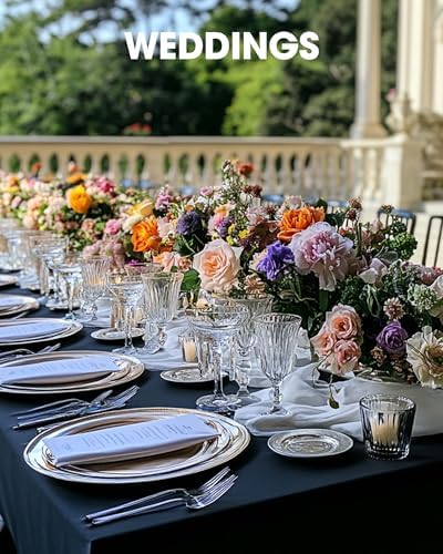 Pureegg Rectangle Table Cloth 60" x 102" – Durable Polyester Tablecloth Offers Reusable & Washable Protection, Ideal for Outdoor Party, Picnic, Wedding, Banquet and Birthday, 4 Pack, Black