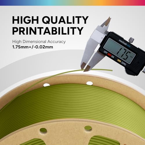 OVERTURE PLA Filament 1.75mm, Neatly Wound 3D Printer Filament 1kg Spool (2.2lbs), Dimensional Accuracy +/- 0.02 mm, Fit Most FDM 3D Printers (Olive Green)