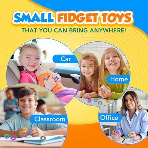 Fidget Toys Sensory Rings for Kids: 24 Pack Finger Rings - Quiet Stress Toys for Kids Autism Calming - Fun Fidgets for Classroom Prize Easter Stuffer