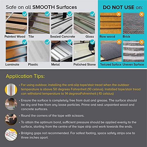 Lifegrip Anti Slip Tape, 4 Inch x 60 Foot Non-Slip Traction Grip Tape for Stairs, Waterproof Stair Treads Grip Non Slip, Non Skid Tape for Steps, Outdoor Black Grip Tape (4" X 60')