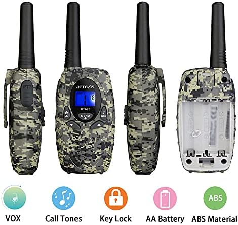 Retevis RT628 Kids Walkie Talkies,Army Toys for 6-12 Year Old Boys Girls,FRS Walky Talky with Key Lock,Gift for Outdoor Adventure Camping Hunt Trip(2 Pack,Camo)