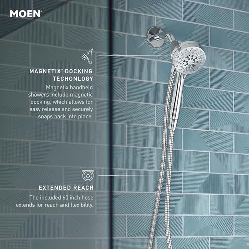 Moen Engage Magnetix Shower Head with Handheld Sprayer, 6 Handheld Shower Head Spray Functions, Spot Resist Brushed Nickel Finish, 26100EPSRN