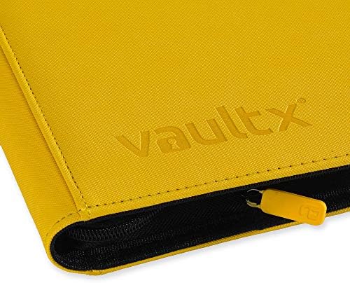 Vault X 12 XL Pocket Trading Card Zip Binder - 624 cards, Premium Exo-Tec Album Material, 26 Side-Loading Pages, Folder for Collectible Card Games, Sports, TCG (Yellow)