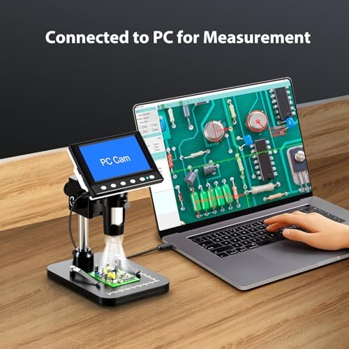 Hayve 4.3'' IPS Coin Microscope, 1000X Magnification Digital Microscope for Adults,Coin Collection Supplies with 8 Adjustable LEDs,Windows Compatible,32GB TF Card