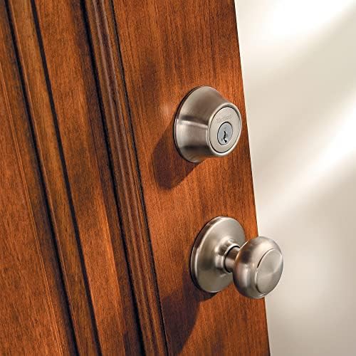 Kwikset 660 Deadbolt Deadbolt Lock, Satin Nickel Round Exterior Keyed Front Entry Door, Pick Resistant SmartKey Rekey Security, Single Cylinder Dead Bolt, with Microban Protection