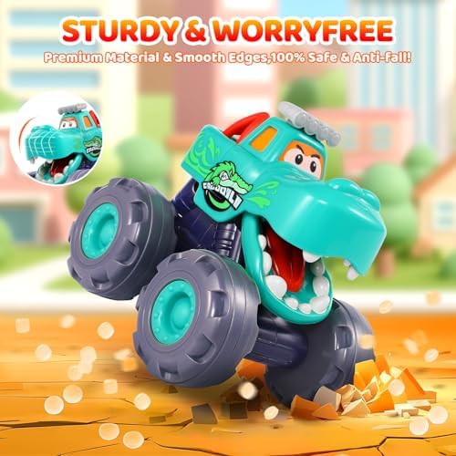 Car Toys for 1 Year Old Boy Gifts, Pull Back Monster Truck Toy Cars for Toddlers 1-3, 1 2 3 One Year Old Boy Birthday Gift 1st Vehicles Kids Stocking Stuffers Toddler Baby Boys Toys 12-18 Months