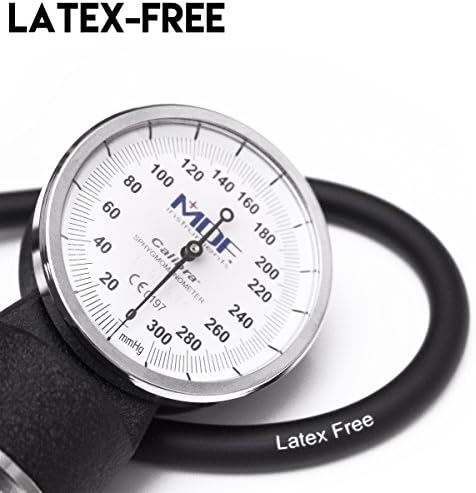 MDF Instruments, Calibra Aneroid Premium Professional Sphygmomanometer, Blood Pressure Monitor with Adult Cuff & Carrying Case, Lifetime Calibration, White Dial, Navy Blue Cuff, MDF808M04