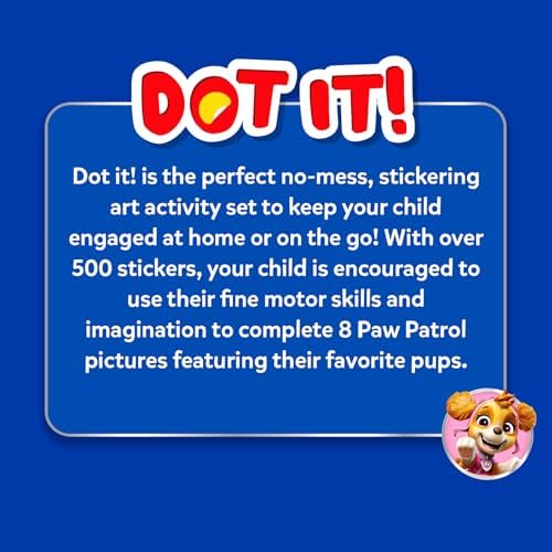 Skillmatics Dot It Sticker Art - PAW Patrol, Mess-Free Fun for Kids, 500+ Stickers, Craft Kits, DIY Scrapbooking Activity, Travel Toys, Gifts for Boys & Girls Ages 3, 4, 5, 6, 7