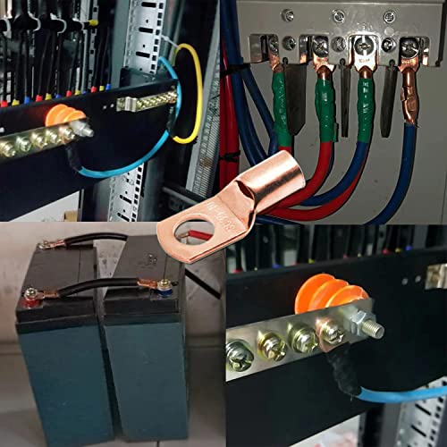 TKDMR 195Pcs Copper Wire Lugs AWG2 4 6 8 10 12 with Heat Shrink Set, 85Pcs Battery Cable Lugs Battery Cable Ends Ring Terminals Connectors with 110Pcs Heat Shrink Tubing Assortment Kit