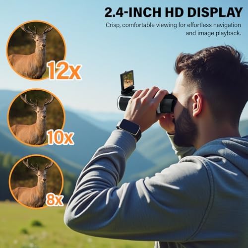 Binoculars with Camera Built in – Digital 12x32 HD Binocular Camera, Tripod Included - 48MP Photos, 2.5K Video, 8X Zoom, with 32GB Memory Card