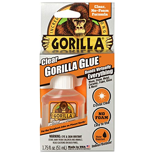 Gorilla Clear Glue, 1.75 Ounce Bottle (Pack of 5) - Crystal Clear, All Purpose, and Water Resistant