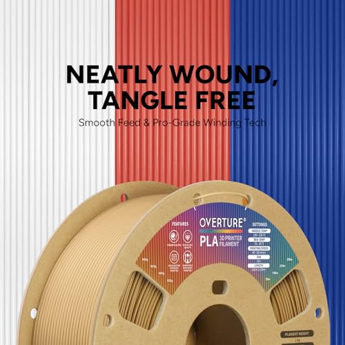 OVERTURE PLA Filament 1.75mm PLA 3D Printer Filament, 1kg Cardboard Spool (2.2lbs), Dimensional Accuracy +/- 0.02mm, Fit Most FDM Printer (Brown)