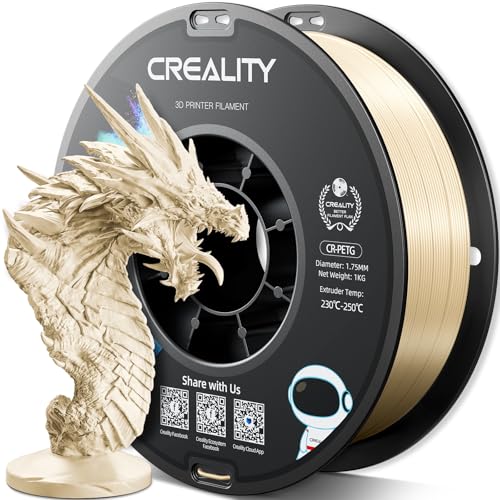 Official Creality PETG 3D Printer Filament 1.75mm 1KG (2.2lbs), High Precision Strong Toughness, Odorless Better Flow Moistureproof 3D Printing Ender Filament, Beige