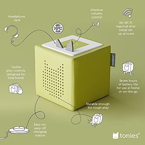Toniebox Audio Player Starter Set with Playtime Puppy - Listen, Learn, and Play with One Huggable Little Box - Green, 3 Years and up