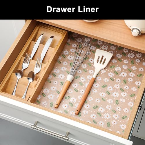 Cooyes Shelf Liner – Premium Non-Adhesive Cabinet & Drawer Liner for Kitchen – Waterproof Shelf Paper with Modern Pattern – Durable EVA Cabinet Mat – Easy to Cut