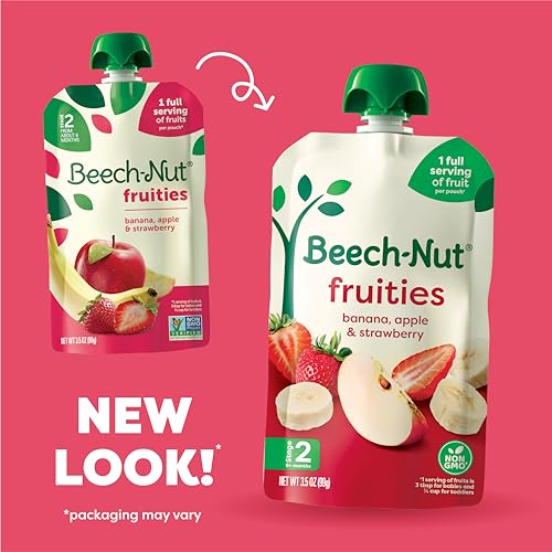 Beech-Nut Baby Food Pouches Variety Pack, Berry Blends Fruit Purees, 3.5 oz (18 Pack)