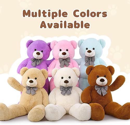 MaoGoLan Giant White Teddy Bear Stuffed Animal 5 Feet,Soft Cuddly Smiling Face Big Teddy Bear Plush Gift for Boyfriend Girlfriend