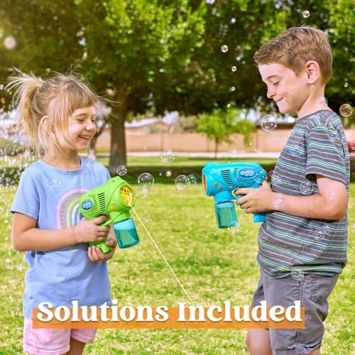 JOYIN 2 Kids Bubble Gun with 2 Bottles Refill Solution, Bubble Machine Gun for Toddlers 1-3 Kids 4-8, Party Favors, Summer Toy, Outdoors, Easter, Birthday Gift