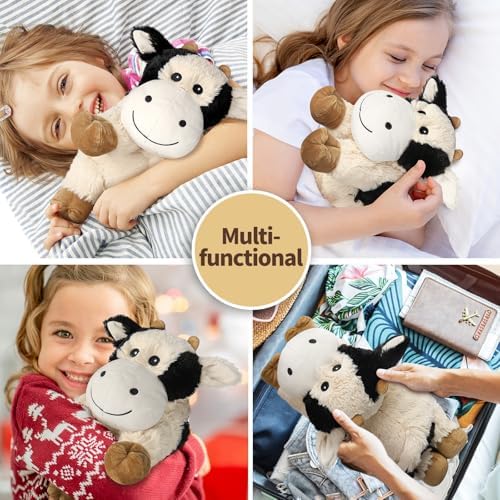 Cuckool Cow Stuffed Animals, Microwavable Stuffed Animals Adorable Fluffy Cow Plush for Warmth & Comfort, Heatable Coolable Lavender Scent Toys, Cute Soft Plushies Cow Gift for Kids Boys Girls & Adult