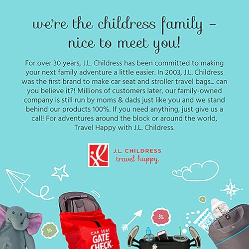 J.L. Childress Gate Check Bag for Car Seats - Travel Bag for Airplane - Includes AIRTAG Holder - Fits All Baby Car Seats, Infant Carriers & Child Booster Seats, Red