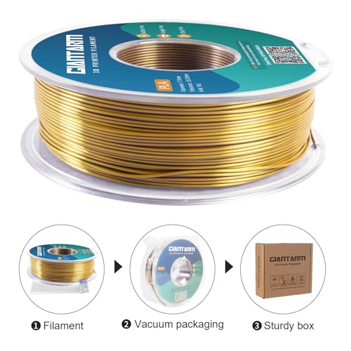 GIANTARM Dual Color PLA Filament, Silk PLA Filament 1.75mm +/-0.02mm,1KG Spool(2.2lbs) Vacuum Packaging, 3D Printing Filaments Fit Most FDM Printer