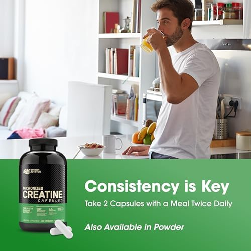 Optimum Nutrition Micronized Creatine Monohydrate Capsules, Keto Friendly, 2500mg, 200 Capsules (Packaging May Vary)