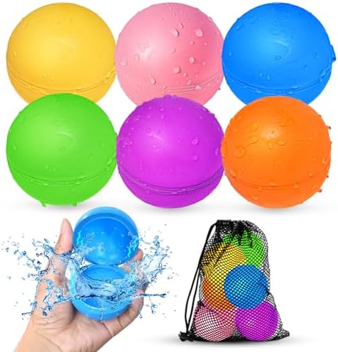 6 Pcs Reusable Water Balloons, Pool Beach Water Toys for Boys and Girls, Summer Toys for Kids Ages 3-12, Magnetic Water Ball for Outdoor Activities
