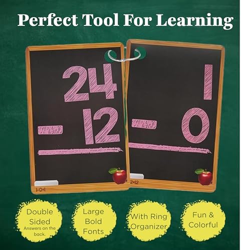 Star Right Math Flash Cards Set of 4 - Addition, Subtraction, Multiplication, Division with 4 Rings - 208 Cards for Kids Ages 6 and Above - Flash Card from 1st to 4th Grade