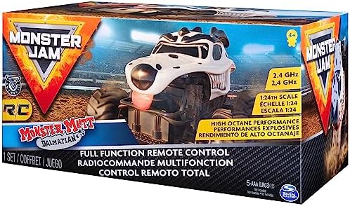 Monster Jam, Official Monster Mutt Dalmatian Remote Control Monster Truck for Boys and Girls, 1:24 Scale, 2.4 GHz, Kids Toys for Ages 4-6+