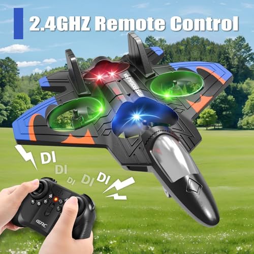 4DRC V32 Foam RC Planes Remote Control Airplanes for Kids Adults 8-16, RC Drone Airplane Helicopter Fighter Jet with Light, 360° Flip, Stunt Roll, Airplane Toy Gifts for Kids Boys Adults Beginners
