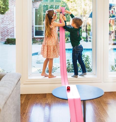 FlexTrack 5000 Flexible Race Car Track for Kids Toy with Suction Cups Compatible with Hot Wheels and Diecast 1/64th Cars and More 15 Feet Long Rolls Up Portable Racetrack (Princess Pink)