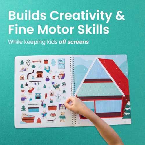 Cozy Homes of Furry Friends Sticker + Coloring Book (500+ Calendar Stickers for Kids & 12 Coloring Pages) Side by Side Activity Book, Fun Sticker Books, Boys & Girls Ages 2-4 4-8, 8-10