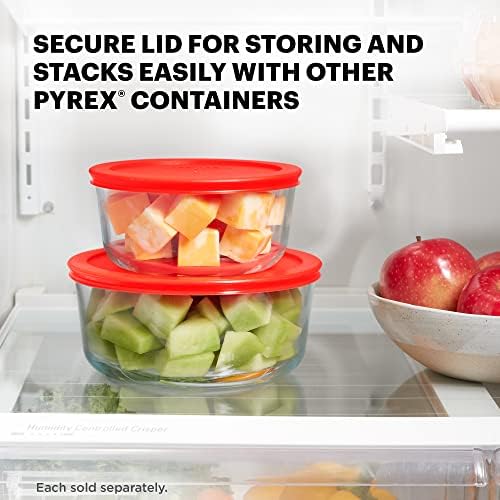 Pyrex Simply Store Glass Food Storage Container, Snug Fit Non-Toxic Plastic BPA-Free Lids, Freezer Dishwasher Microwave Safe, 4 Cup (Pack of 4)