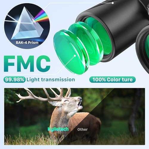 12X42 Binoculars for Adults with Universal Phone Adapter, HD Waterproof Fogproof Compact Binoculars for Bird Watching, Hunting, Hiking, Sports, and Concerts with BAK4 Prism FMC Lens