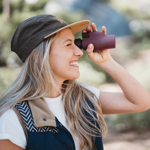 Nocs Provisions Field Tube 10x32 Waterproof Monocular, 10X Magnification Telescope, Bak4 Prism, Wide Field of View for Bird Watching, Backpacking & Wildlife Viewing - Oxblood Maroon