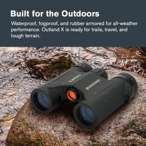 Celestron - Outland X 10x25 Binoculars – Ideal for Birding and Outdoors – 25mm Objective Lenses – 6.2° Field of View – BaK-4 Prisms – Multi-Coated – Waterproof and Fogproof