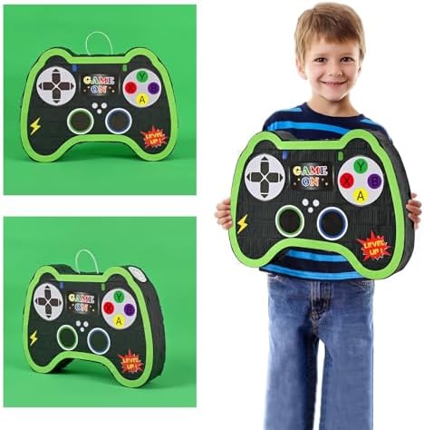 WERNNSAI Video Game Controller Piñata - Game Party Supplies Piñata Bundle with Blindfold and Bat for Boys Kids Gaming Theme Birthday Party Game Carnival Activity Decorations (15.7" x 12.2" x 3.1")