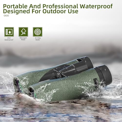 12X50 Professional Binoculars for Adults High Power with Phone Adapter, HD Binoculars with BaK4 prisms, Super Bright Lightweight & Waterproof Binocular Perfect for Bird Watching, Hunting, Stargazing