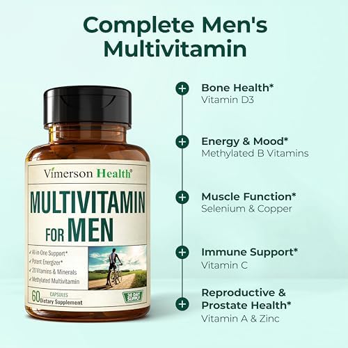 Multivitamin for Men – Methylated Mens Multivitamins & Multiminerals Capsules with Vitamin B12, A, D, C, Zinc, Magnesium & More for Complete Daily Support – High Potency Bioavailable Vitamins for Men