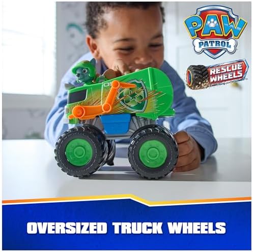 Paw Patrol: Rescue Wheels Rocky’s Recycle Truck, Toy Truck with Projectile Launcher and Collectible Action Figure, Kids Toys for Boys & Girls Ages 3+